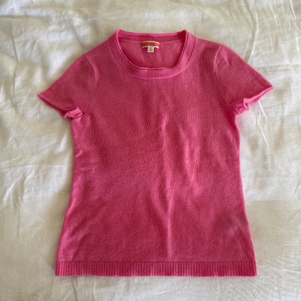JCREW Pink 100% Cashmere Tee Size Small